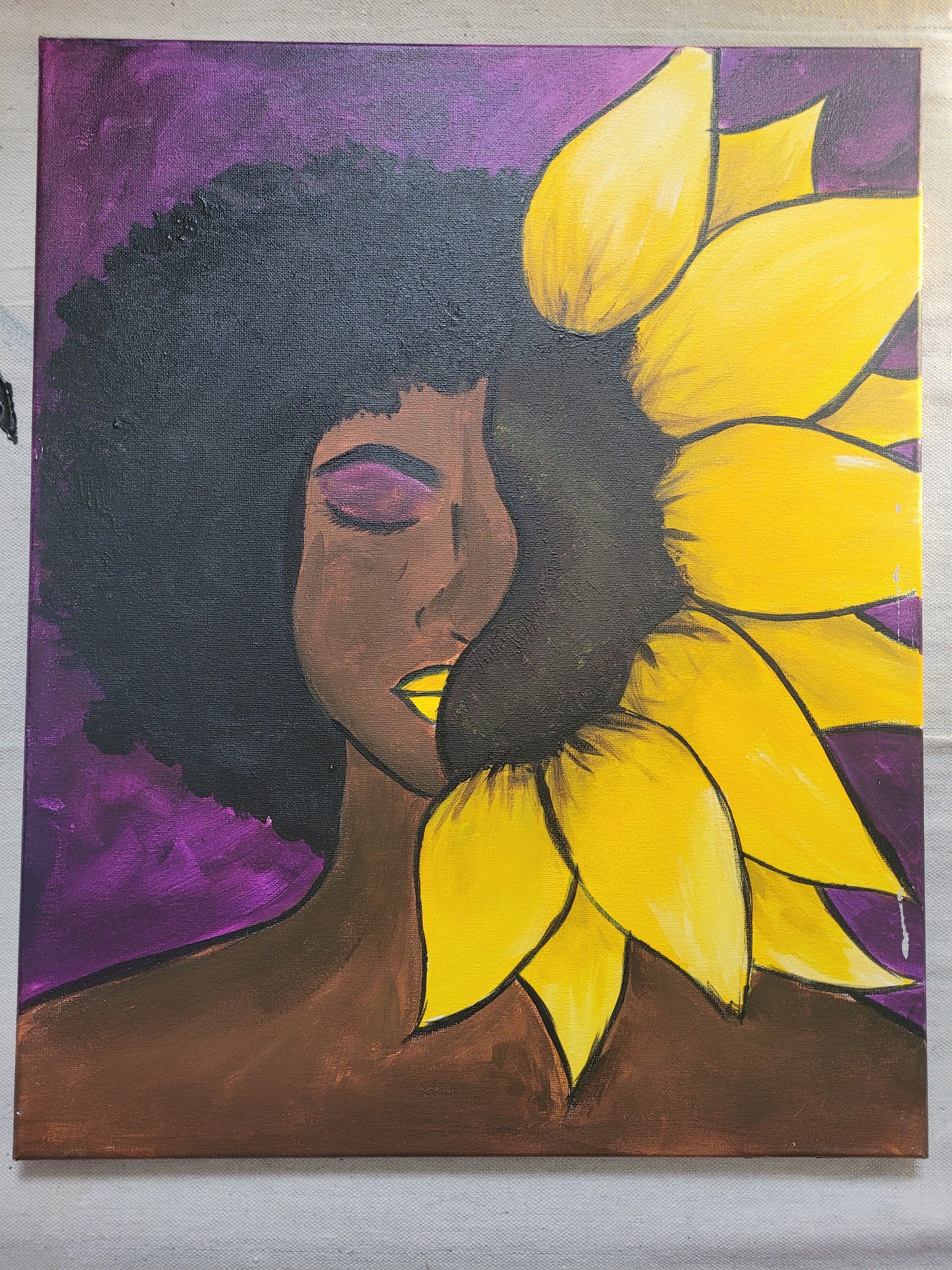 Sunflower Girl in Purple
