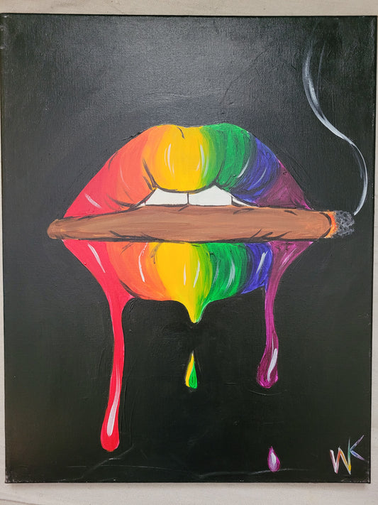 Dripping Lips with Smoke