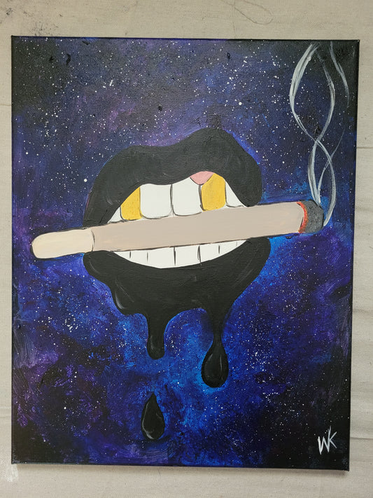 Galaxy Dripping Lips with Smoke