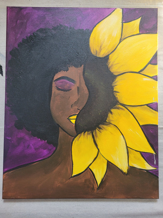 Sunflower Girl in Purple